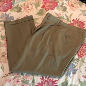 KEITHMOOR Trousers Size 34R Tan Pleat Cuffed 100% Wool Career Business $195 NEW
